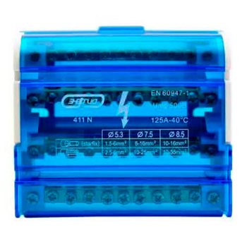 Шина нулевая в корпусе TTD 4х11N Энергия (синяя) , 50 шт - Электрика, НВА - Щитки и аксессуары для монтажа - Шины нулевые - Магазин электротехнических товаров Проф Ток